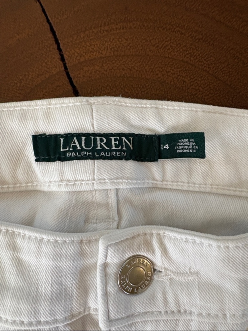 Ralph Lauren White Jeans High Rise Straight Crop Size 14 Plus 18” Waist - Picture 2 of 7